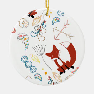 Anpassa Modern Fox Woodland Mönster Julgransprydnad Keramik