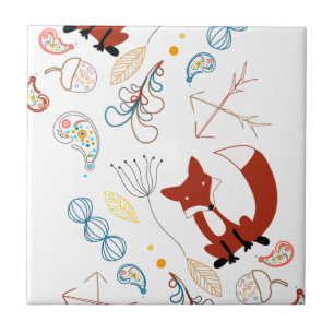 Anpassa Modern Fox Woodland Mönster Kakelplatta