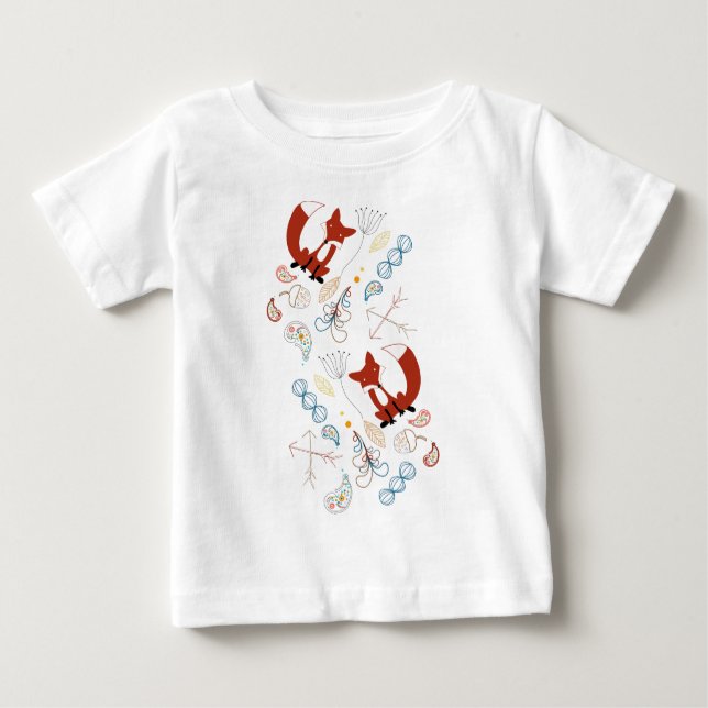 Anpassa Modern Fox Woodland Mönster Tee Shirt (Framsida)