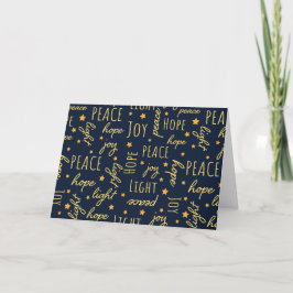 Anpassa Modern Navy & Guld W/julskript Helgkort