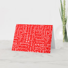 Anpassa Modern Red & White W/julskript Helgkort