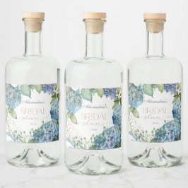 Anpassa Möhippa Blue Hydrangeas Spritflaskor Etikett