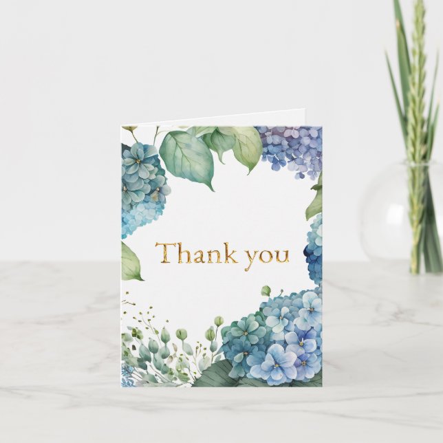 Anpassa Möhippa Blue Hydrangeas Tack Kort (Framsida)