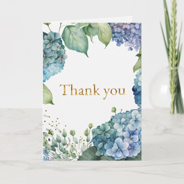 Anpassa Möhippa Blue Hydrangeas Tack Kort (Framsida)