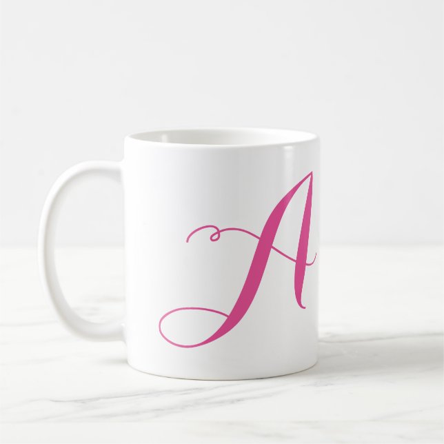 Anpassa Monogram-A/Rosa Kaffemugg (Vänster)