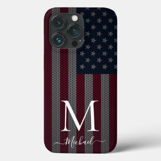 Anpassa Monogram American Flagga Metallic Mesh