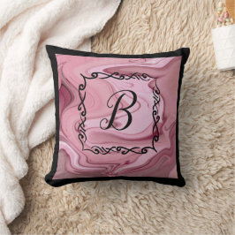 Anpassa Monogram Dekorativ kudde Rosa Mauve Swirls
