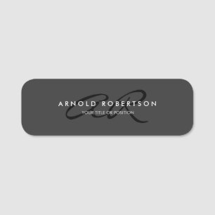 Anpassa Monogram Enkel Grå Svart Lägg Till Namn Namnbricka
