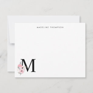 Anpassa Monogram för den Rosan Blommigt Brev Namn Anteckningskort