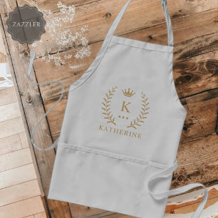 Anpassa Monogram för Svartvit Guld i Namn & initia Förkläde