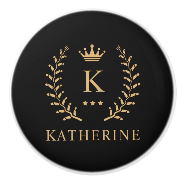 Anpassa Monogram för Svartvit Guld i Namn & initia Knopp (Framsidan)