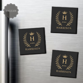Anpassa Monogram för Svartvit Guld i Namn & initia Magnet