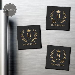 Anpassa Monogram för Svartvit Guld i Namn & initia Magnet