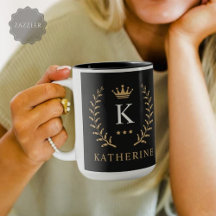 Anpassa Monogram för Svartvit Guld i Namn & initia