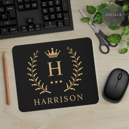Anpassa Monogram för Svartvit Guld i Namn & initia Musmatta
