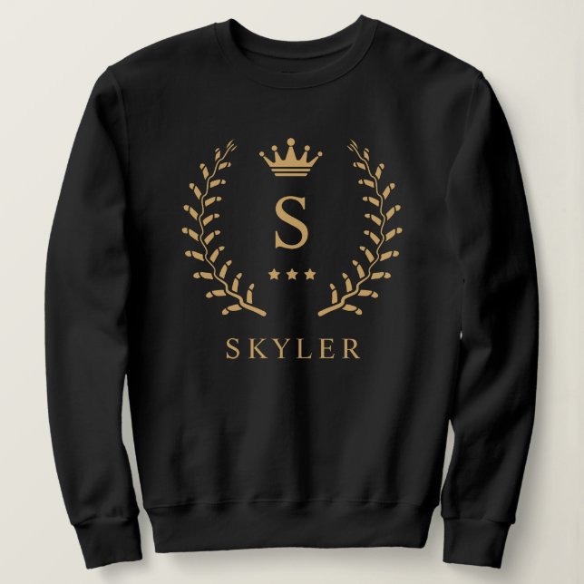 Anpassa Monogram för Svartvit Guld i Namn & initia T Shirt (Design framsida)