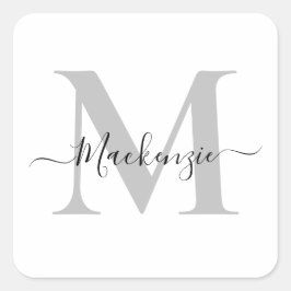 Anpassa Monogram Initial Namn Fyrkantigt Klistermärke