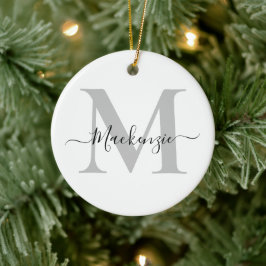 Anpassa Monogram Initial Namn Julgransprydnad Keramik