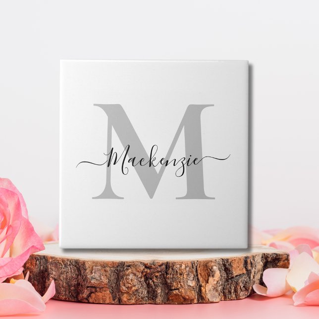 Anpassa Monogram Initial Namn Kakelplatta (Personalize Monogram Initial Name Ceramic Tile)