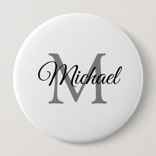 Anpassa Monogram Namn White Template Huge Knapp