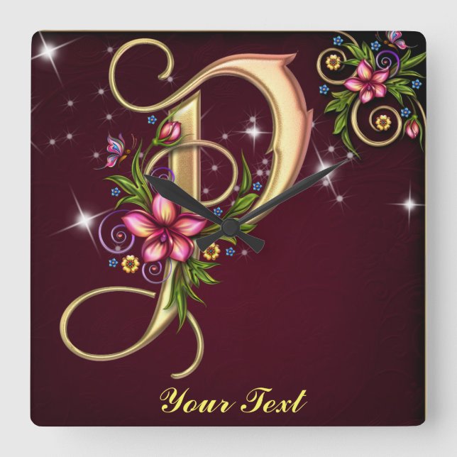 Anpassa monogram P-väggklocka Fyrkantig Klocka (Framsida)