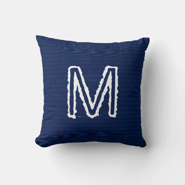 Anpassa Monogram på marinblå Jeans Pillow Kudde (Framsida)