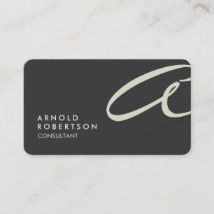 Anpassa Monogram Plain Grått Beige-Affärskort Visitkort