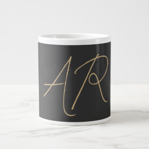 Anpassa Monogram Plain Grått Beige Jumbo Mugg