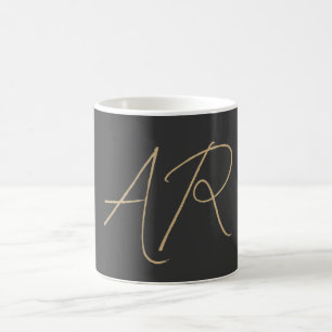 Anpassa Monogram Plain Grått Beige Kaffemugg