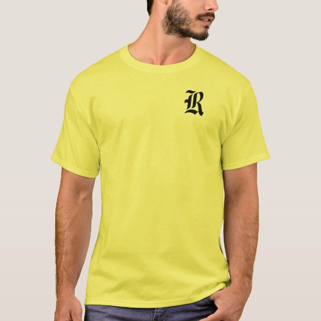 Anpassa Monogram R Gult T-Shirt (Framsida)