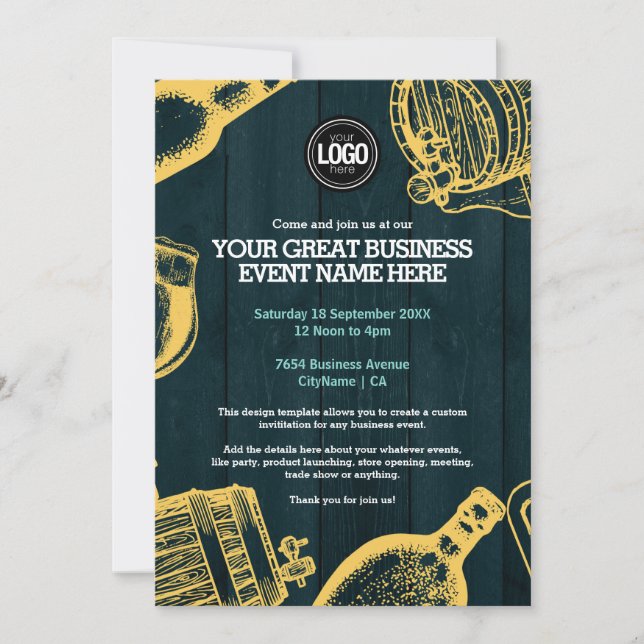 Anpassa Mörk grönt inbjudan till Brewery-tema (Framsida)