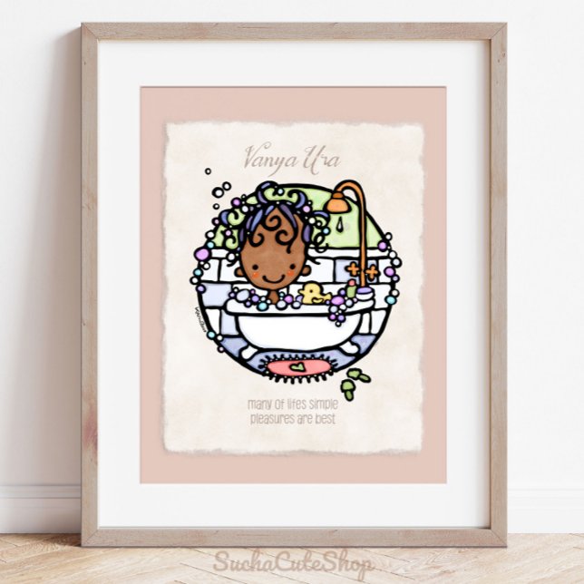 Anpassa! Mörk Skin Girl Bubble Bath Art Poster (Skapare uppladdad)