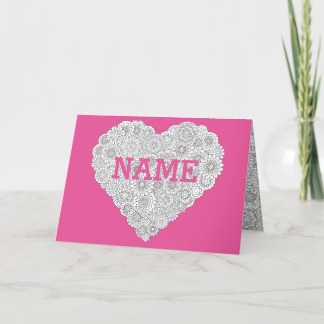 Anpassa Mors dag Heart Card: färgning av Vuxen Kort (Framsida)