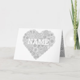 Anpassa Mors dag Heart Card: färgning av Vuxen Kort