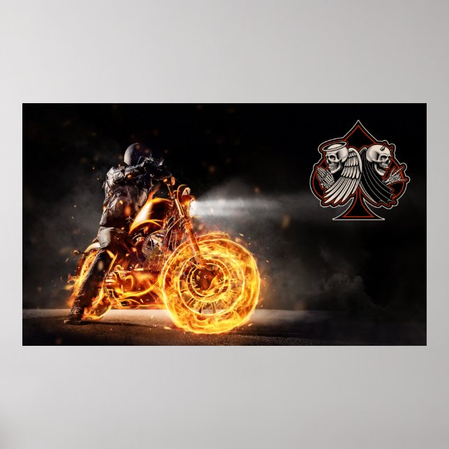 Anpassa Motorcykel Biker Reparation Logotyp Vägg Poster (Framsidan)