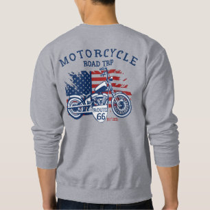 Anpassa Motorcykel Road Trip Rutt 66 USA Flagga Lång Ärmad Tröja