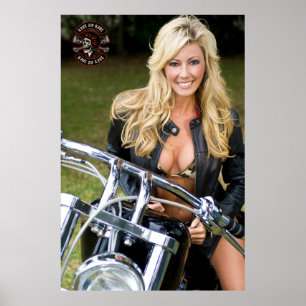 Anpassa Motorcykelbutik Logotyp Bikini Babe Poster
