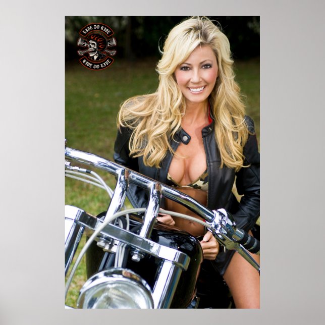 Anpassa Motorcykelbutik Logotyp Bikini Babe  Poster (Framsidan)