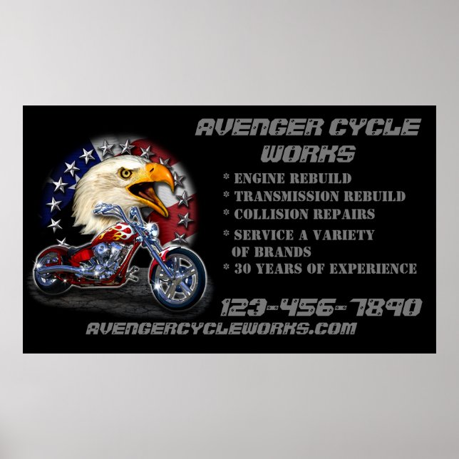 Anpassa motorcykelreparationsbutik poster (Framsidan)
