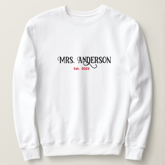 Anpassa mrs [Ditt namn] Sweatshirt, första Julafto T Shirt (Design framsida)