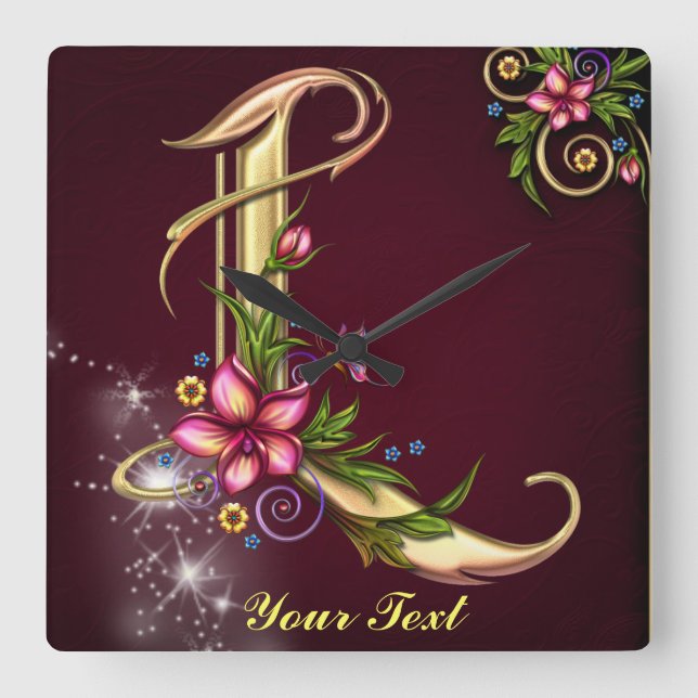 Anpassa musklockan för Monogram L Fyrkantig Klocka (Framsida)