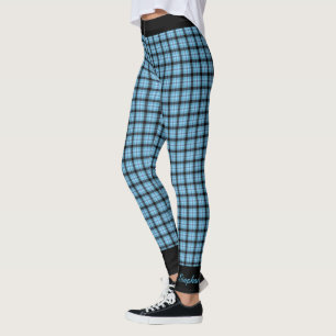 Anpassa Namn Blue Black Play, Black Trim Yoga Leggings