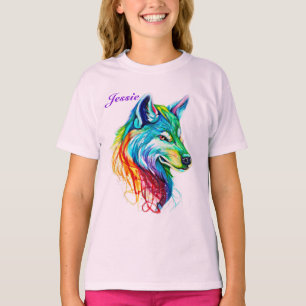 Anpassa Namn Colorful Varg Girl's Cotton-Shi T Shirt