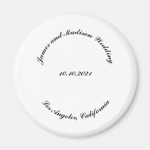 Anpassa Namn, datum för svart böjt brev bröllop Magnet