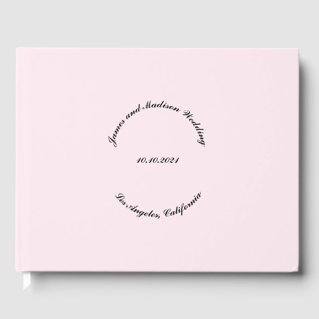 Anpassa Namn, datum, ljusa rosa bröllop Gästböcker (Framsida)