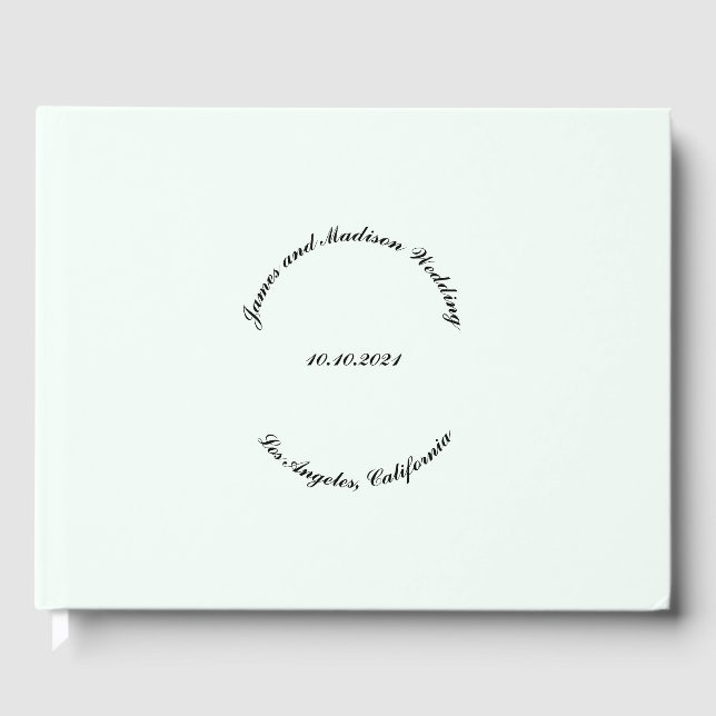 Anpassa Namn, datum, ljusmint grönt bröllop Gästböcker (Framsida)