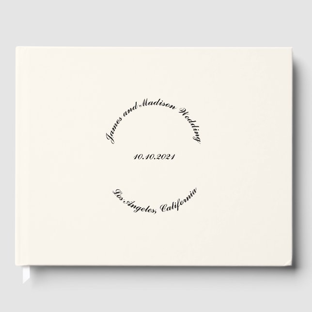 Anpassa Namn, datum, svart blommigt vit bröllop Gästböcker (Framsida)