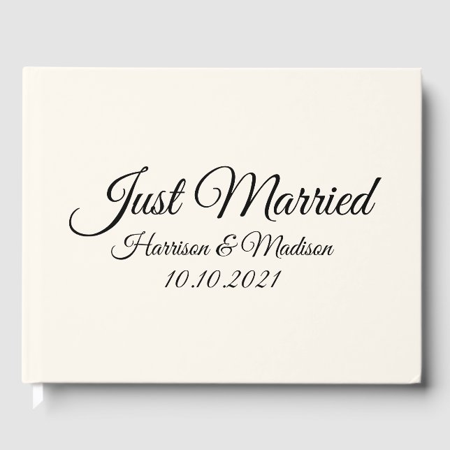 Anpassa Namn, datum, svart blommigt vit bröllop Gästböcker (Framsida)