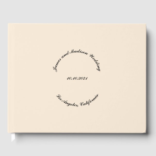 Anpassa Namn, datum, svart, eggshell bröllop Gästböcker (Framsida)