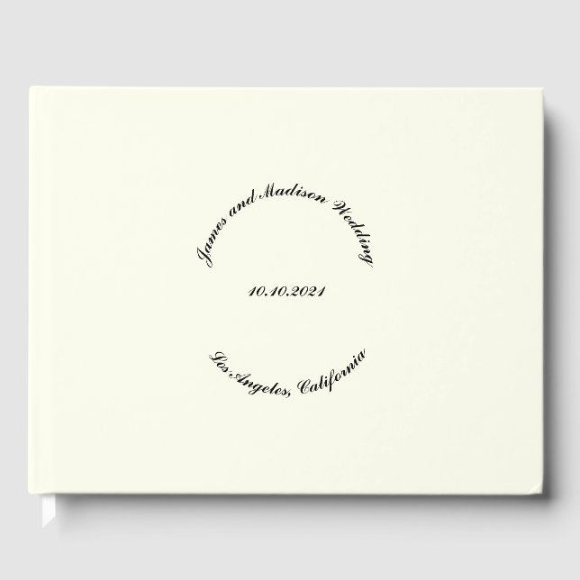 Anpassa Namn, datum, svart Elfenbensbröllop Gästböcker (Framsida)